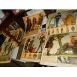 A quantity of old medieval scene prints.