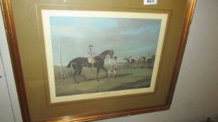 A framed and glazed horse racing related print entitled 'Lottery'.