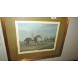 A framed and glazed horse racing related print entitled 'Lottery'.