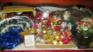 A quantity of Christmas decorations.