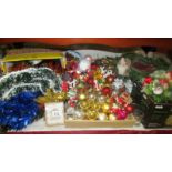 A quantity of Christmas decorations.