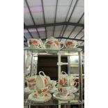 23 pieces of Duchess 'Poppies' teaware, 11 tea cups, 11 saucers and a teapot.