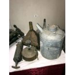 A vintage fire extinguisher & other metalware