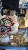 A mixed lot of costume jewellery including necklaces, faux pearls, earrings etc.