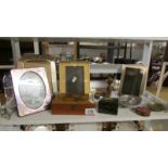 A mixed lot including Mauchlin war tartan box, novelty erotic ash tray, photo frames etc.