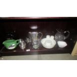 A mixed lot including vintage jelly moulds, china moulds, silver plate,