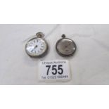 A ladies silver fob watch and one other.