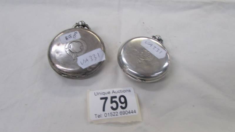 Two silver pocket watches. - Image 2 of 2