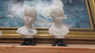 A pair of Austrian porcelain busts.