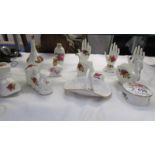 A mixed lot of rose decorated ornaments including Spode and Royal Worcester.