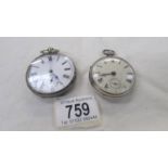 Two silver pocket watches.