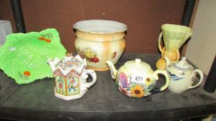 A Beswick dish, a Tupton ware teapot, a Sadler tea pot, a jardiniere (a/f) etc.