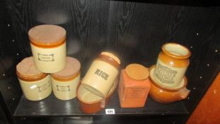 A mixed lot of stoneware jars etc.