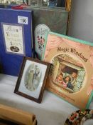 A Leighton wedded silk picture and 2 bygones Victorian photo albums and 1 other