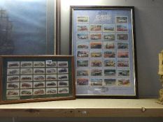 2 framed compilations of collectors cards and classic cars