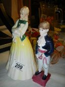 A Doulton Springtime figure and a Coalport pageboy