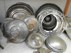 A selection of used car hub caps and wheel trims for VW, Mini, A35 etc,
