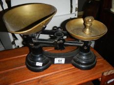 Cast iron kitchen scales with brass pans