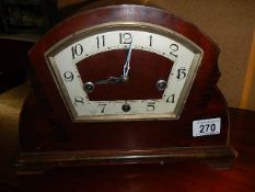 A 1930's Westminster chime mantel clock (missing key)