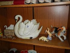 Large pottery No1 swan planter etc