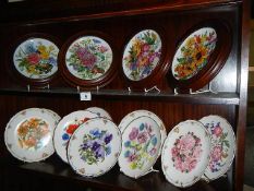 4 German (Hutschenreuther) flower collectors plates in wooden frames and 9 Royal Albert floral