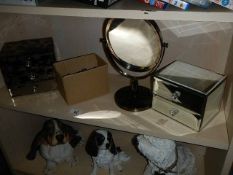 2 mirrored glass jewellery chests,