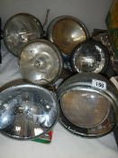 A selection of classic car headlamps