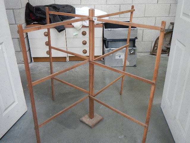 An unusual vintage 4 arm wooden clothes airer, - Image 2 of 3