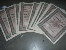 A large quantity of 1940's Nazi era German share certificates