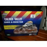 A boxed Corgi CV1002 Ltd Ed Calder Valley search and rescue team Land Rover Defender and Diorama