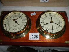 A Wm Widdop nautical clock barometer