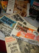 A quantity of war related newspapers etc.