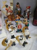 A collection of clown figures.