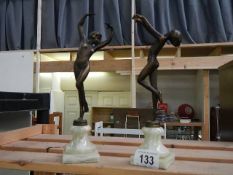 A pair of bronze art deco style figures ****Condition report**** Reproduction,