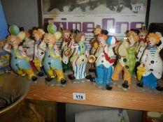 A collection of clown figures.