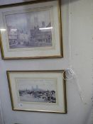 A pair of framed and glazed prints featuring Lincoln Cathedral.