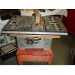 An SIP 10" model adjustable angle table saw, tested and working,