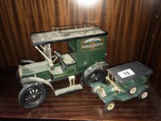 A limited edition Model T Ford van 'Mrs Beetons' and a plastic Model T made in Spain