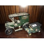 A limited edition Model T Ford van 'Mrs Beetons' and a plastic Model T made in Spain