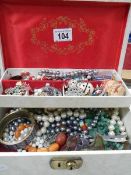 A jewellery box and a mixed lot of costume jewellery