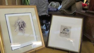 Two framed and glazed prints - Irish setter signed Mick Cawson '98,