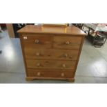 A good pine two over three chest of drawers. (Collect only).