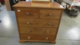 A good pine two over three chest of drawers. (Collect only).