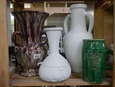 A studio pottery vase and tankard