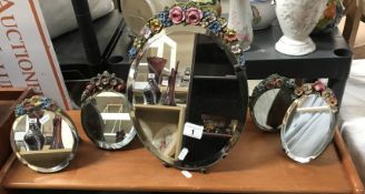 5 vintage decorative mirrors on stands ****Condition report**** Some cracking to