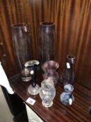 A selection of art glass vases,