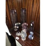 A selection of art glass vases,