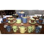 A good lot of new and unused Denby, cups and saucers, mugs, teapot, sugar bowl, milk jug etc,