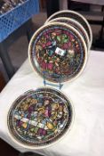 4 Lord Nelson pottery Staffordshire plates of early stained glass,