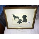 A framed and glazed print of Black Labrador by Robert T May